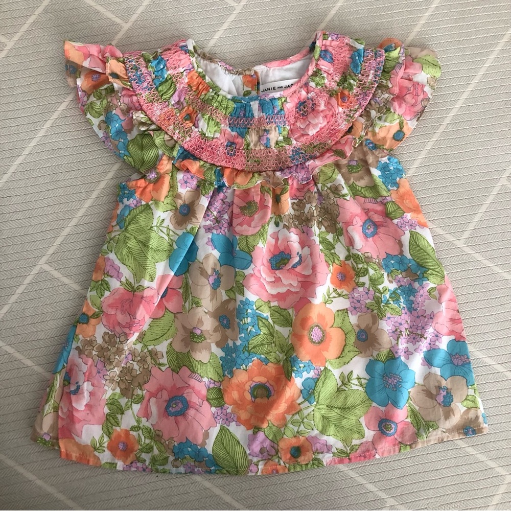 Janie and Jack Smocked Floral Top Girl’s Size 6